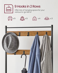 <span class=keywords><strong>VASAGLE</strong></span> entrée industriel 3 <span class=keywords><strong>étagère</strong></span>s facile à assembler porte-vêtements en métal multifonctionnel avec porte-chaussures - Product Image 4