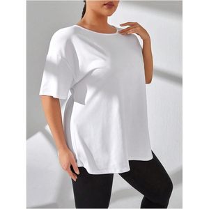FOXA Women's Plus Size Cut Out Criss <b>Cross</b> Back Tee Short Sleeve Crew Neck Athletic Workout <b>Top</b> - Product Image 5