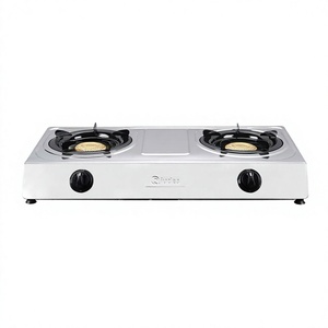 Estufa de Gas de Doble Quemador de 14 Pulgadas con Superficie de Hierro Fundido, Control por Perillas, Encendido Piezoeléctrico, Protección Contra Apagado de Llama, Uso Doméstico - Product Image 1