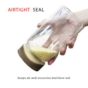 Vasetti di vetro <span class=keywords><strong>con</strong></span> <span class=keywords><strong>coperchio</strong></span> in legno/vaso di stoccaggio in vetro borosilicato <span class=keywords><strong>con</strong></span> <span class=keywords><strong>coperchio</strong></span> in legno di Acacia - Product Image 2