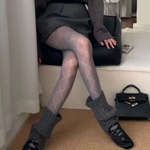 Diamond Pattern Sheer Pantyhose For Women 0D Ultra Thin Lattice Tights Grey Black White Four Seasons Wear - Product Image 1