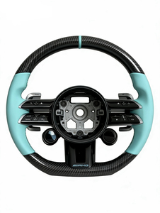 Volant en cuir vert avec bouton rotatif en carbone pour Benz W206 X167 Classe G W464 C257 GLA CLA35 CLS 53 G63 GLS63 - Product Image 1