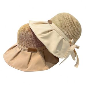 Summer Custom Anti-UV Wide Brim Fashion <b>Sunscreen</b> Beach Sun Hats for Ladies - Product Image 1