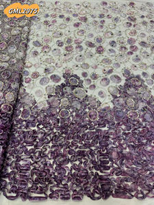 Tela de red de Material de poliéster teñido con lazo de fábrica de encaje, tela de Organza de cinta de lentejuelas 3D bordada de secado rápido para disfraz - Product Image 6