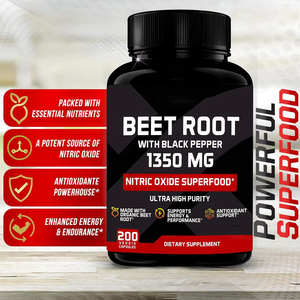 Cápsulas de Remolacha, Suplementos de 1350 mg, Extracto de Remolacha en Polvo con Pimienta Negra, Óxido Nítrico, 200 Unidades - Product Image 5