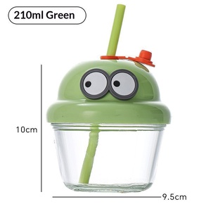 Copo de Água Criativo IANNA com Logo, Mini Copo de Desenho Animado Fofo com Canudo, Copo de Presente de Camada Única com Tampa para Uso Externo, Leite, Café, Bebidas Geladas - Product Image 5