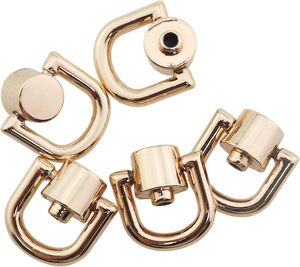 PCS Degree Rotatable <b>Bag</b> Hardware Gold Metal D Ring With <b>Stud</b> Screw Suitable For Handbag Belt Dog Collars Shoes DIY Leather Craf - Product Image 1