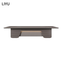 Table de conférence exécutive moderne avec armoire CPU dissimulée, base cannelée, éclairage LED intégré, extensible pour 12 personnes, idéale pour salle de réunion d'hôtel
