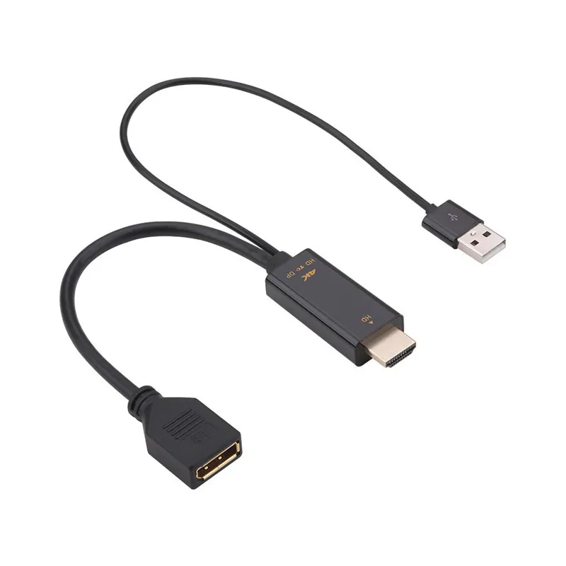 محول HDMI عالي الأداء من الذكور إلى Displayport للإناث 4k 60hz مع كابل طاقة USB hdmi إلى dp