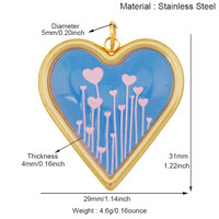 Pendentif Cœur d'Amour Coloré en Acier Inoxydable, Accessoire de Bijoux pour Collier et Bracelet R72