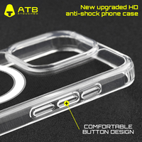 Coque de téléphone transparente en cristal ATB en gros pour iPhone 17 Pro Max, coque magnétique antichute pour iPhone 15 Pro Max