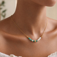 Collier de perles d'eau douce baroques naturelles avec chaîne à billes en or 18 carats et perle cœur, bijoux délicats superposés style bohème pour femme