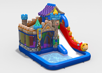 Videur combiné de toboggan sec d'eau de château de dragon gonflable commercial avec la maison gonflable de rebond de glissière de piscine