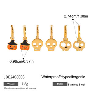 Pendientes de Moda Góticos al por Mayor, Chapados en Oro Fino de 14K y 18K, de Acero Inoxidable 316L con Rubí, para Halloween, para Mujeres y Hombres - Product Image 5