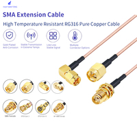 Cable de Extensión de Antena Coaxial RF de Baja Pérdida de 50 ohmios con Conector HYT S Macho/Hembra, Cable de Comunicación de Cobre RG174 RG58 RG316