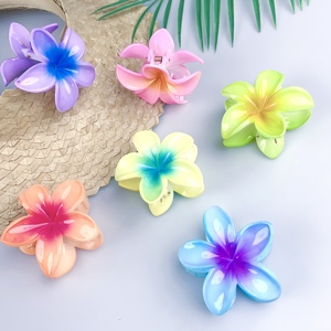 Gran oferta, pinza de plástico de 8CM para el pelo, flor de Plumeria de color caramelo, accesorio transparente y para vacaciones turísticas - Product Image 3