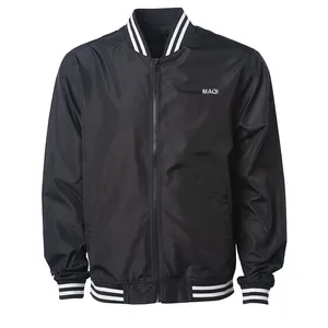 Hoge kwaliteit satijn mannen geborduurde winter nasa bomber jacket custom baseball jacket voor mannen