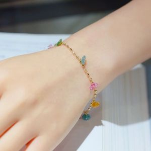 Xinfly 18K Pure Gold <b>Cute</b> Multicolor Tourmaline Kapok Handmade Flower Girl <b>Bracelet</b> - Product Image 4