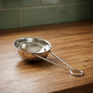 Passoire en acier inoxydable avec long manche, outil de cuisine en métal durable - Product Image 3