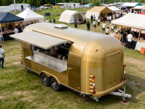 Camion de restauration de style Floride, construction en acier inoxydable et aluminium, hotte de ventilation conforme aux normes sanitaires américaines pour les bonbons et les chips - Product Image 1