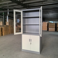 Archivador Metálico con Puerta de Vidrio con Cerradura Lateral, Muebles de Oficina, Gestión Organizada de Documentos, Gabinete de Almacenamiento Metálico
