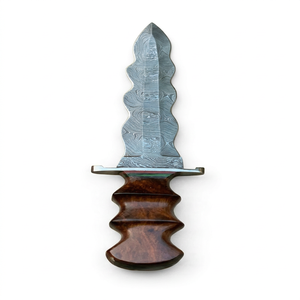 Outil de collection extérieur artisanal en acier Damas à profil ondulé, avec poignée ergonomique en bois de noyer et garde en acier inoxydable - Product Image 1