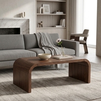 Table d'appoint en bois fini travertin de style scandinave, table basse minimaliste pour restaurant, hôtel, bureau