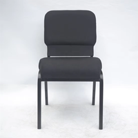 Chaise d'église empilable en tissu noir avec revêtement en tissu pastor interlock