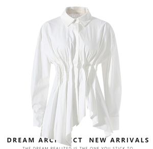 Nouveaux polos à la mode à la mode chemisier en coton creux à manches longues hauts amples chemise blanche femmes - Product Image 2