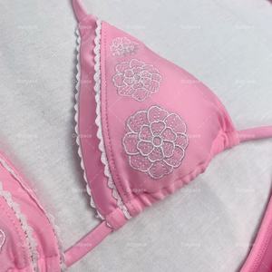 Maillot de bain deux pièces personnalisé, triangle à une épaule, soutien-gorge push-up, bas string, séchage rapide, en Spandex/Polyester - Product Image 3