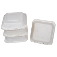 3 emballages à clapet compostables écologiques, à emporter pour le déjeuner, conteneurs alimentaires à emporter, pâte de bagasse jetable, à clapet de canne à sucre