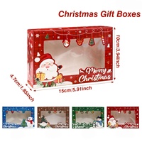 Boîte à biscuits transparente à thème de Noël coloré, réutilisable, pour cadeaux de fête, emballage de bonbons, boîte en papier blanc vide, vente en gros
