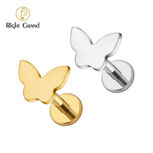 Droite Grand ASTM F136 Titane 16G Belle Minimaliste Allmatch Papillon Labret Boucle D'oreille Helix Tragus Stud Lip <span class=keywords><strong>Piercing</strong></span> Bijoux - Product Image 1
