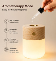 Lampe de table diffuseur d'arômes moderne en bois massif sans fil à piles DC, lumière chauffante pour huiles essentielles, veilleuse de chevet à commande tactile