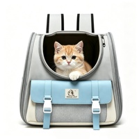 Sac à dos de transport pour chat et petit chien, léger, durable, en PU, avec fermeture éclair carrée, respirant, grand espace, bulle transparente, pliable, 15 lbs