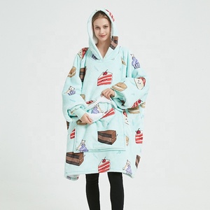 Couverture à <span class=keywords><strong>capuche</strong></span> Sherpa super chaude personnalisée avec manches Sweat-shirt long portable pour enfants adultes tissé style moderne - Product Image 1