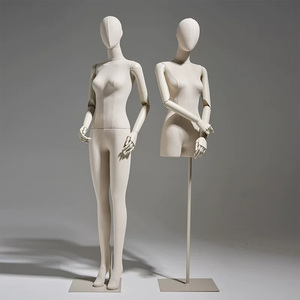 DE-LIANG nóng bán Chất lượng cao đầy đủ cơ thể nữ Ma Nơ Canh màu be vải trắng phụ nữ hiển thị mô hình với cơ sở quần áo hiển thị - Product Image 4