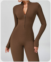 Combinaison de sport respirante à manches longues imprimée pour femme, ensemble 2 pièces en Spandex/Nylon, tenue de fitness, combinaison de yoga, taille élastique à l'avant