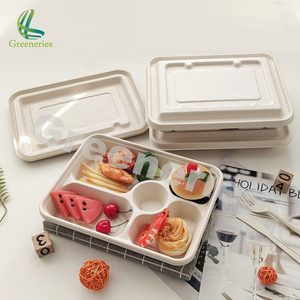 Bandeja de Comida Ecológica Biodegradable y Compostable de Caña de Azúcar con 4, 5 o 6 Secciones para Almuerzo, Ideal para Escuelas, Cafeterías y Comedores - Product Image 6