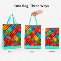 Sac de courses personnalisé en tissu non tissé laminé, motif popsicle coloré, durable pour la promotion de vente au détail et les cadeaux de marché