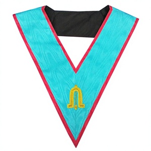 COLLIER D'OFFICIER MACONIQUE REGALIA BLEU LODGE ASSR 2E GARDE COLLIER FRANC-MAÇON COLLIER DE BRODERIE À LA MAIN - Product Image 1