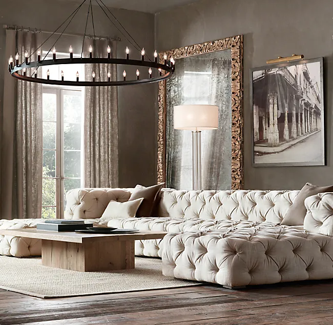 Роскошный тканевый диван в американском стиле для гостиной, наборы тканевых диванов, мебель для гостиной, U-образный секционный диван soho