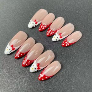 <span class=keywords><strong>Uñas</strong></span> Artificiales Pintadas a Mano con un Lindo Diseño de Gatito, Reutilizables de Alta Calidad, <span class=keywords><strong>Uñas</strong></span> Postizas al por Mayor - Product Image 2