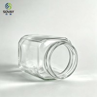 Stoples Kaca Persegi Transparan Sederhana 200ml Lengkap Dengan Tutup Putih, Wadah Kaca Untuk Pengemasan Acar Sayuran dan Buah