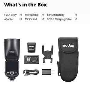 แฟลชไร้สาย Godox V100 <span class=keywords><strong>C</strong></span> สำหรับถ่ายภาพแบบพกพา กำลังไฟ 100W สีดำ ระบบ TTL อัตโนมัติ อุณหภูมิสี 3300K+200K สำหรับกล้อง <span class=keywords><strong>Fujifilm</strong></span> ขายส่ง - Product Image 3