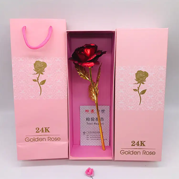 Rosa dorada de 24K para regalo del Día de la madre, Rosa Real bañada en plata, Rosa Artificial preservada Natural