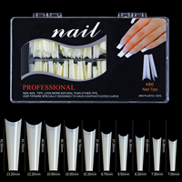 Pointes à ongles en gel souple avec logo personnalisé 500 pièces Long Coffin Square Press Jelly Nails Full Cover False Extension Design