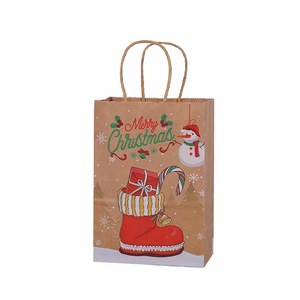 Sac cadeau de Noël en papier kraft imprimé Père Noël, style All Saints Wind, pour emballage de bonbons de la veille de Noël - Product Image 5
