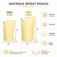 Pochettes Doypack personnalisées imprimées de 500 ml et 1 L avec bec verseur pour savon liquide, détergent, recharge, résistantes aux produits chimiques