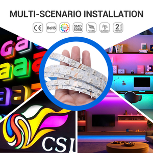 DC12V เทปไฟ LED แบบยืดหยุ่น5050 Rgbic 8มม. วัตต์/เมตรซิกแซก SMD แถบไฟเปลี่ยนสีได้60ดวง/ม. - Product Image 1